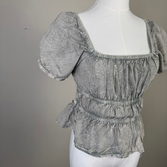 Rebellion Again Puff Sleeve Open Back Top US Women's S - Picture 3 of 8